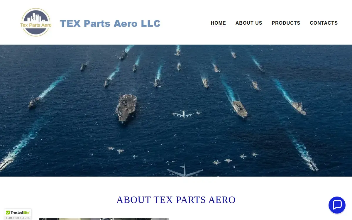 Homepage of Tex Parts Aero LLC
