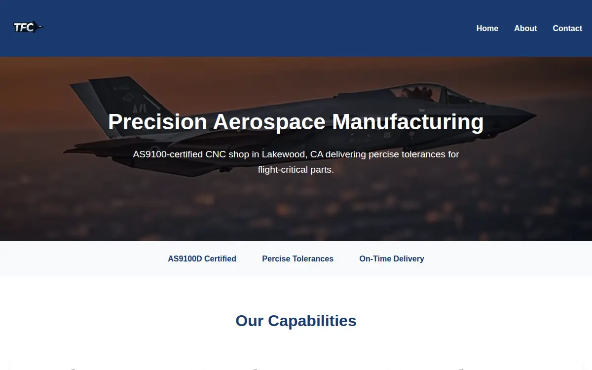 Homepage of Tfc Manufacturing INC.
