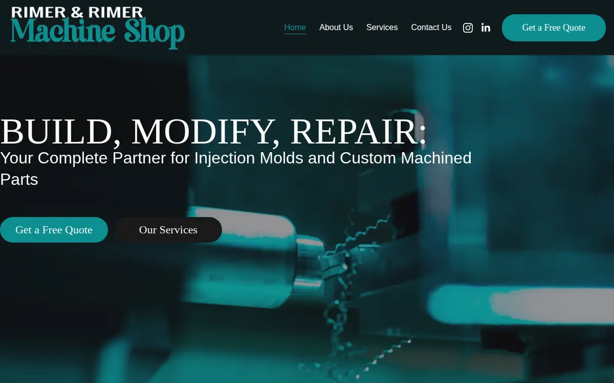 Homepage of Rimer & Rimer Machine Shop, LLC