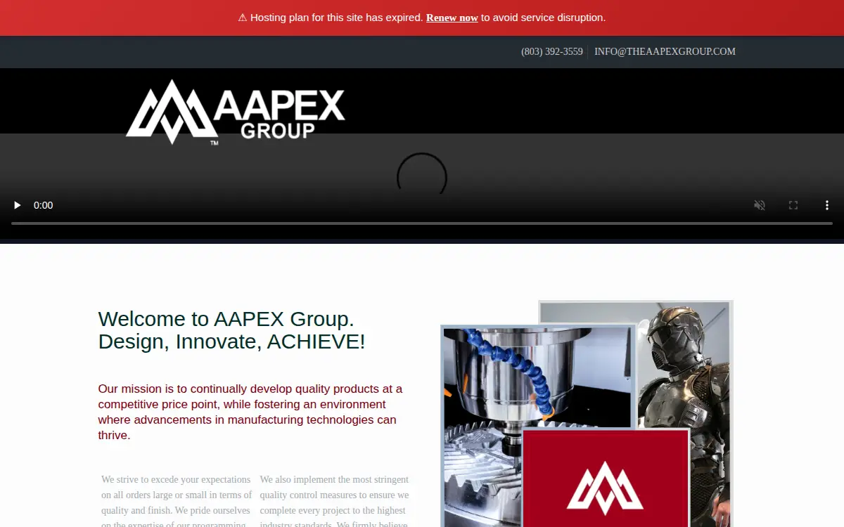 Homepage of Aapex Manufacturing LLC