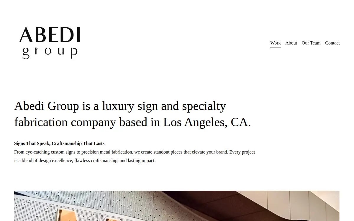 Homepage of Abedi Group