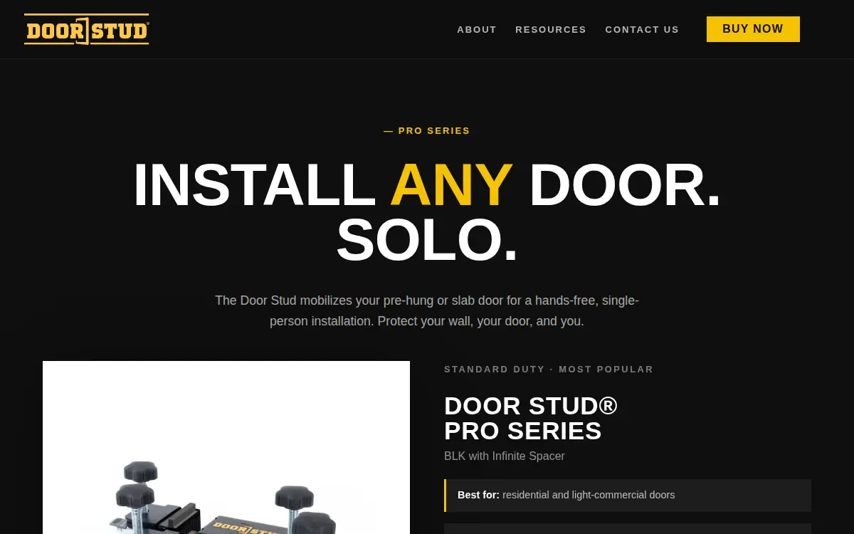 Homepage of Door Stud, LLC