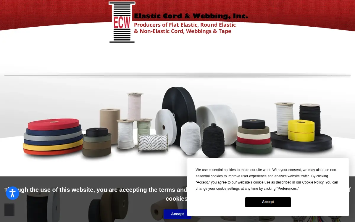 Homepage of Elastic Cord and Webbing, Incorporated