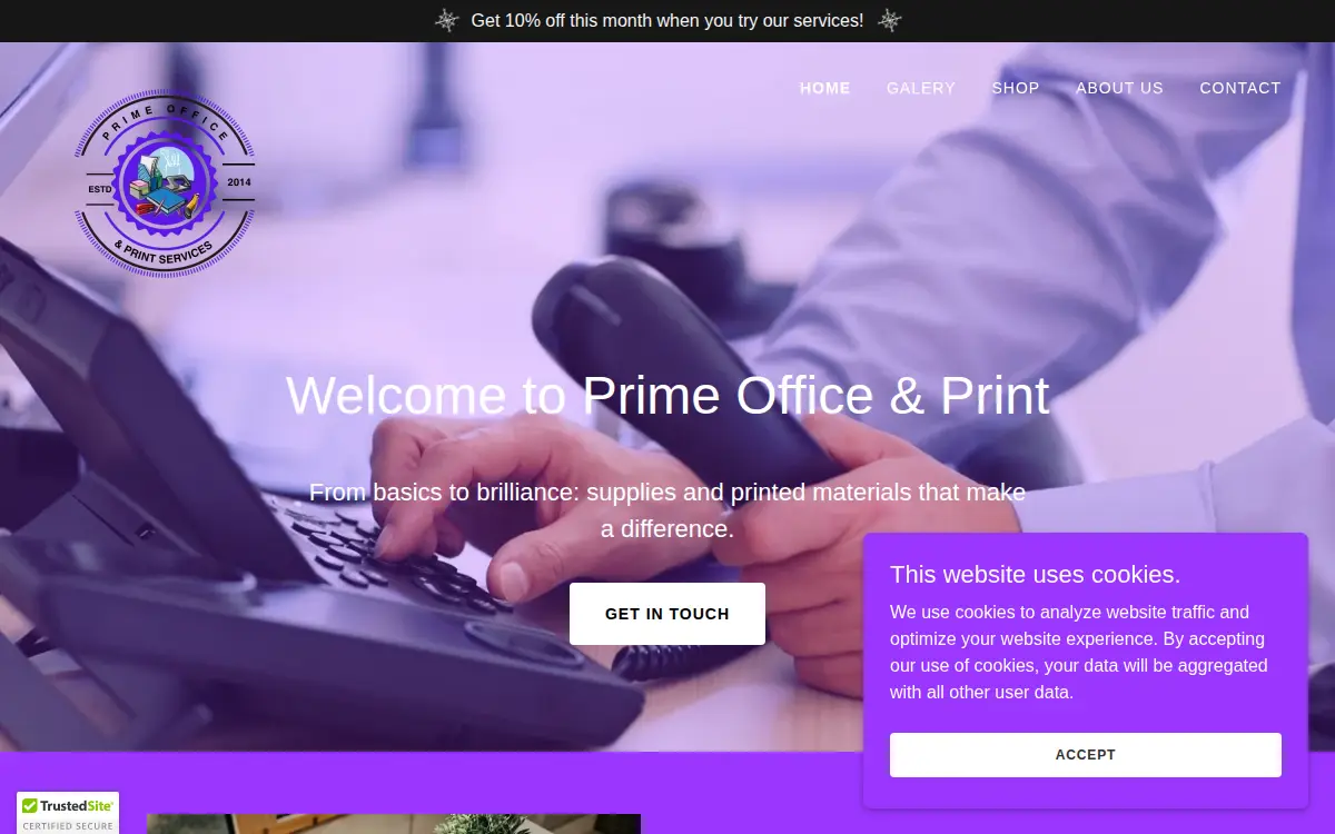 Homepage of Prime Office & Print LLC