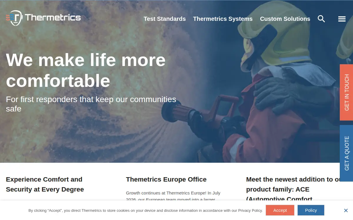 Homepage of Thermetrics, LLC