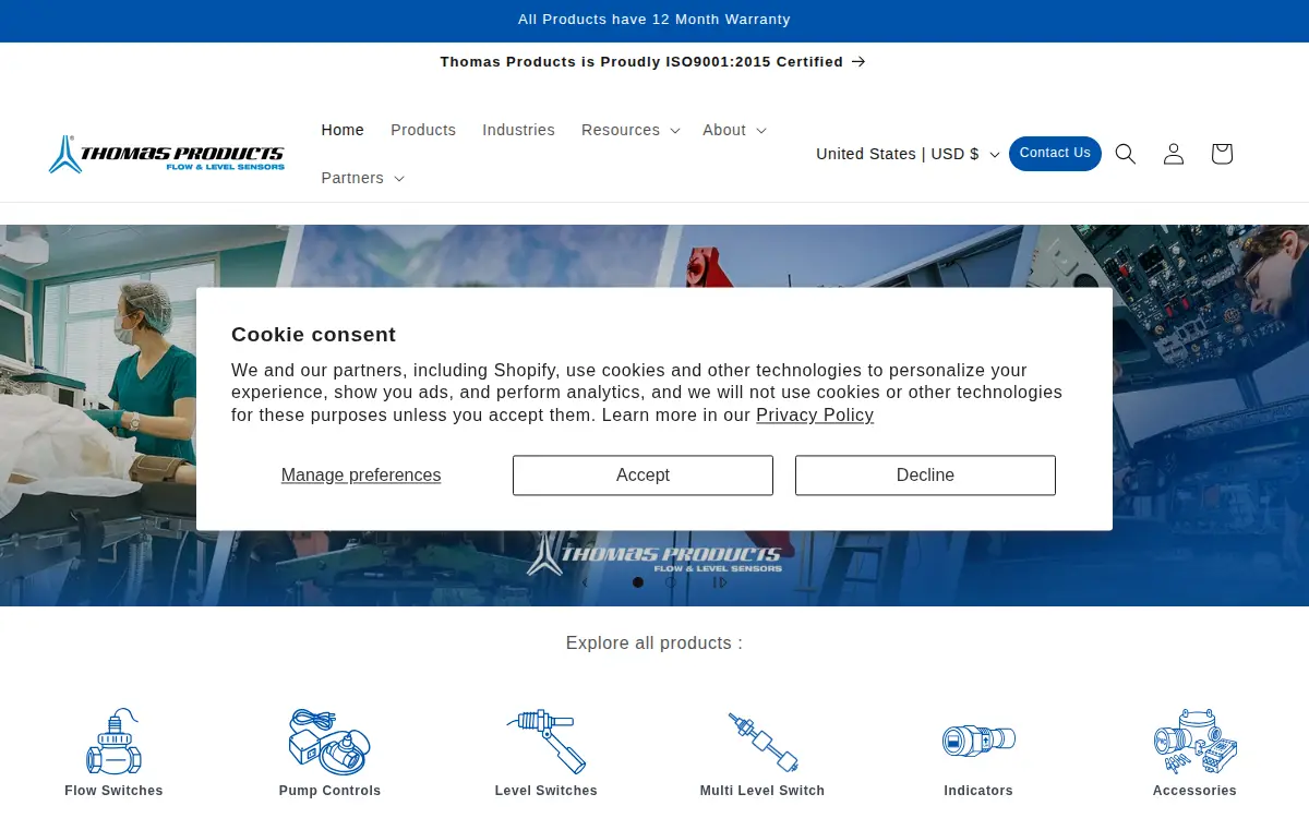 Homepage of Thomas Products LLC