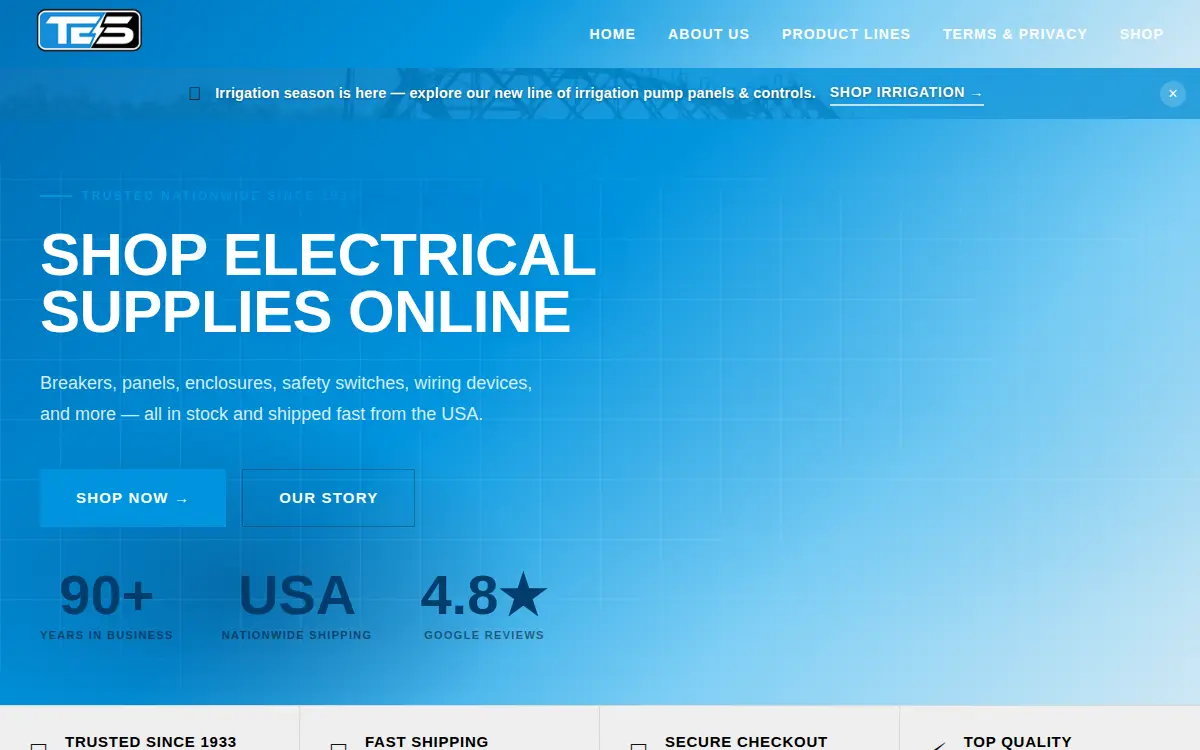 Homepage of Thomson Electric Sales INC