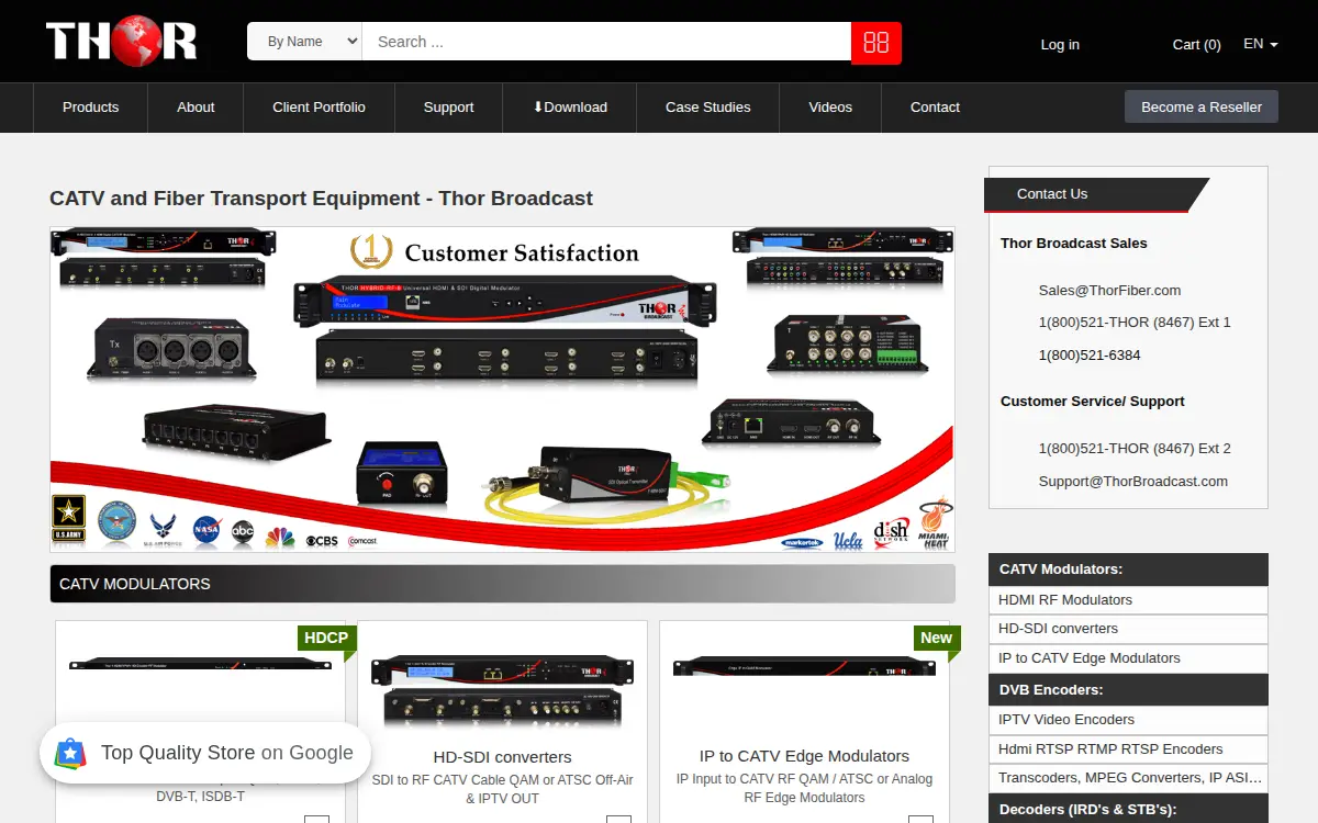 Homepage of Thor Fiber and Broadcast