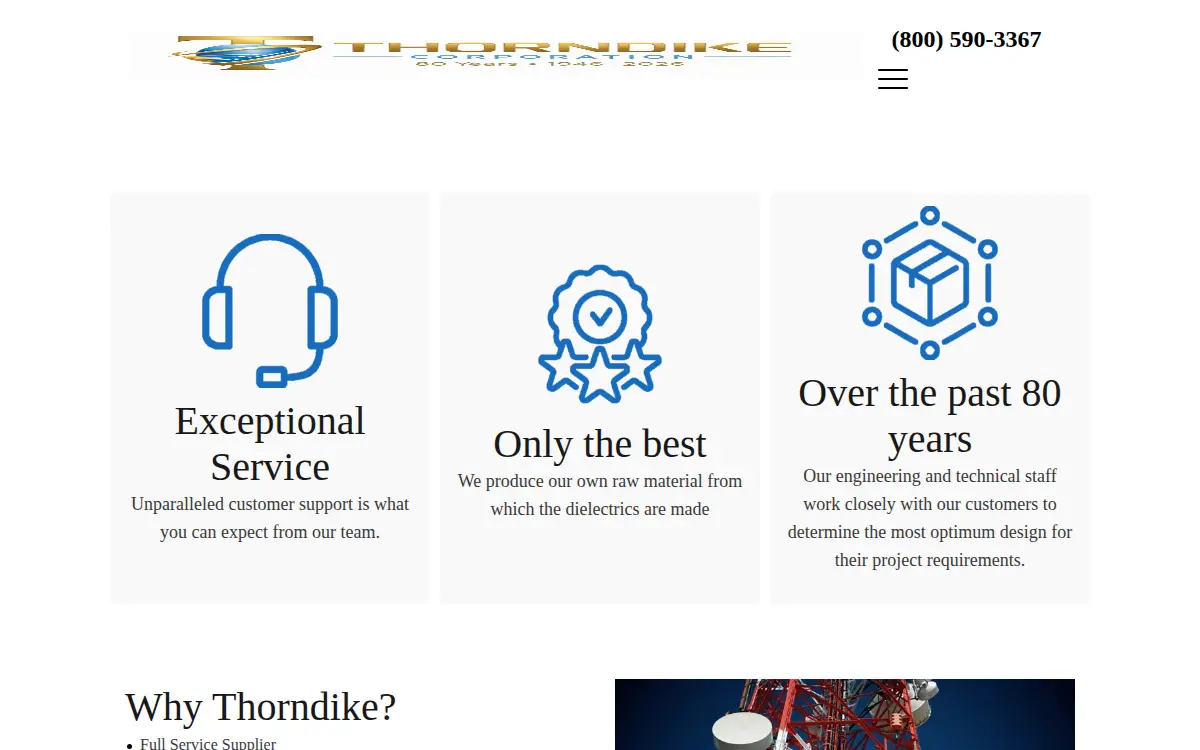 Homepage of Thorndike Corporation