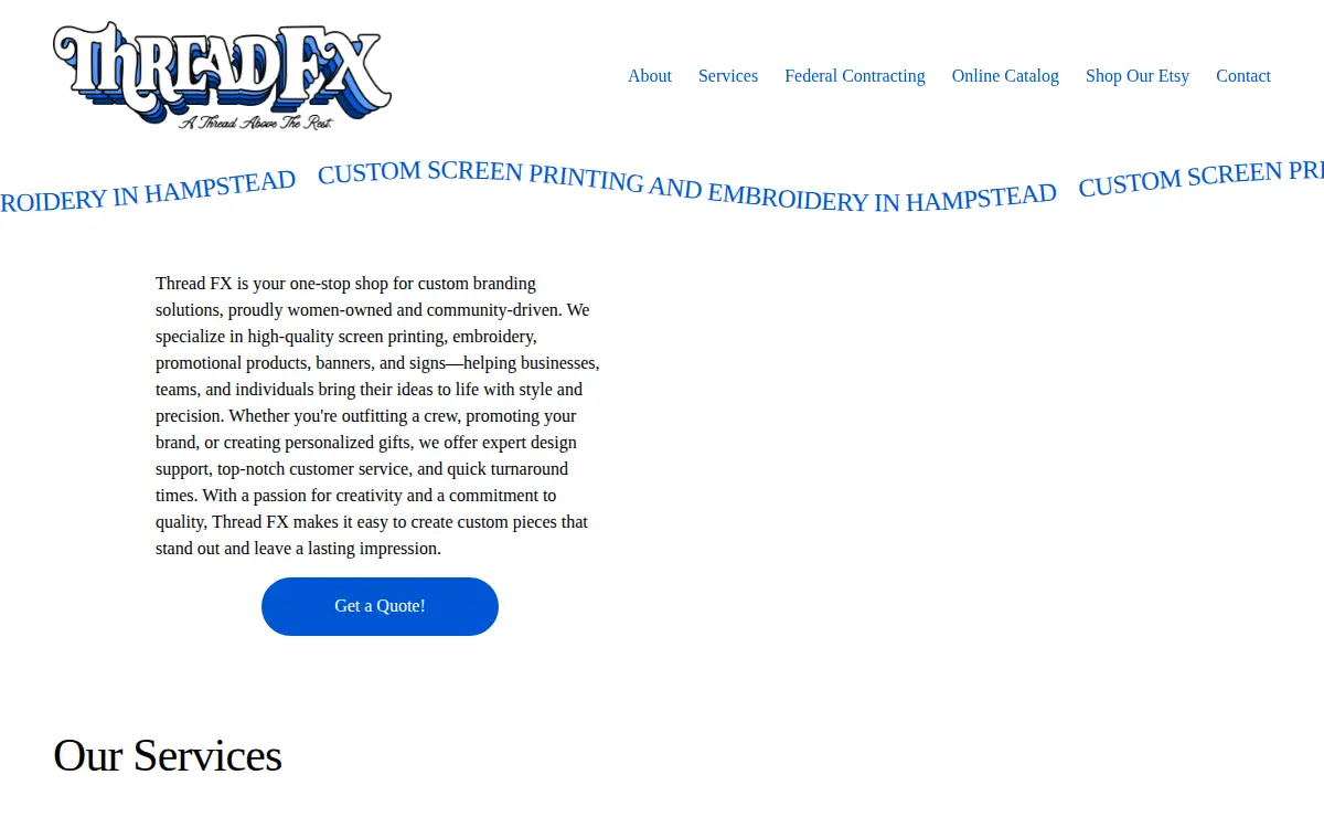 Homepage of Thread Fx of Topsail Island LLC