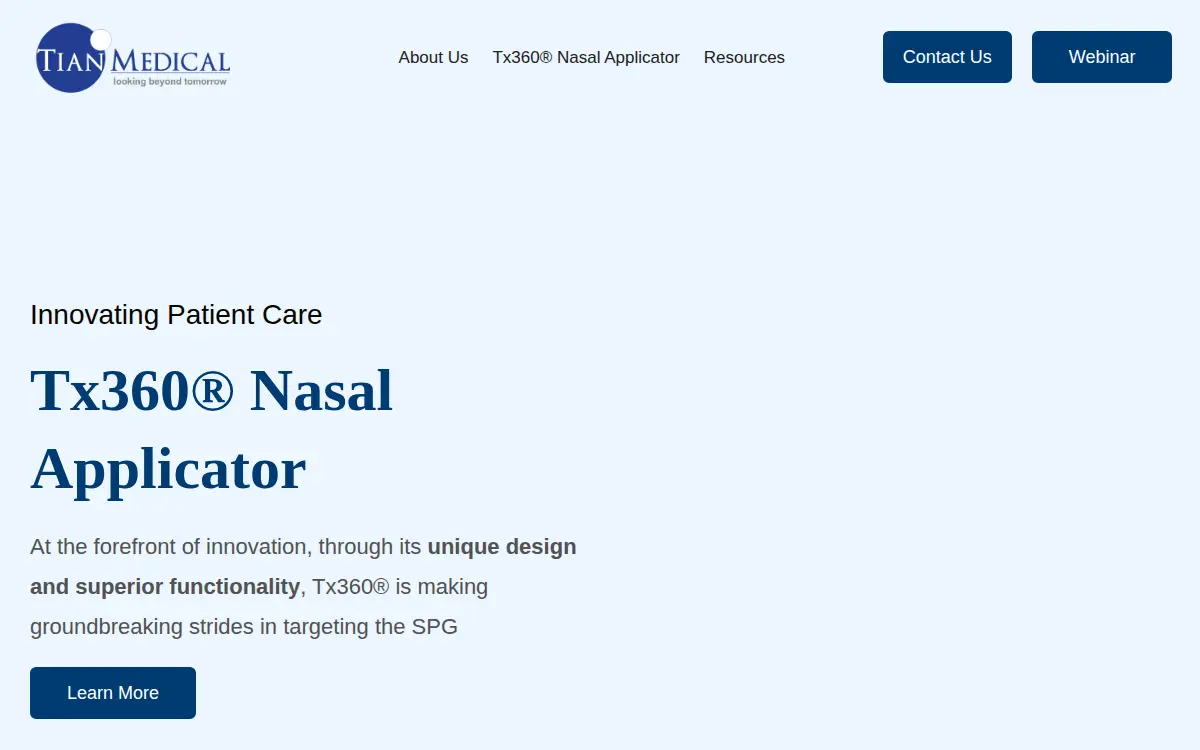 Homepage of Tian Medical LLC