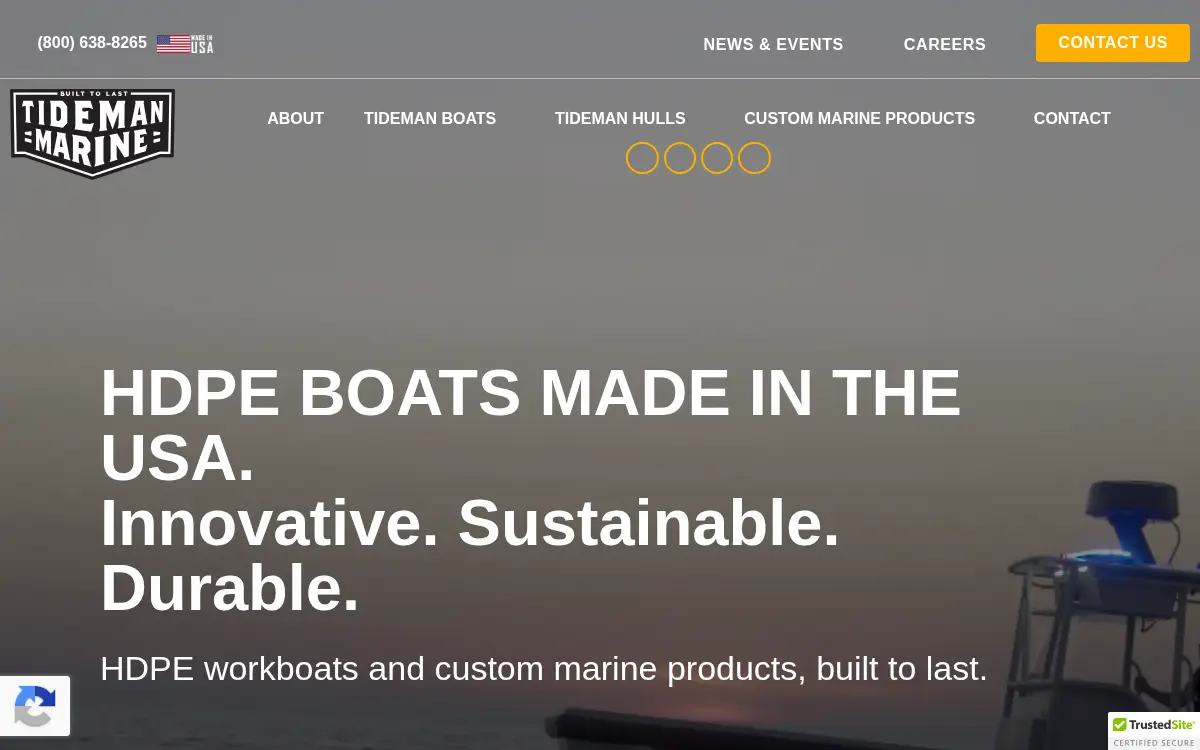 Homepage of Tideman Boats US LLC