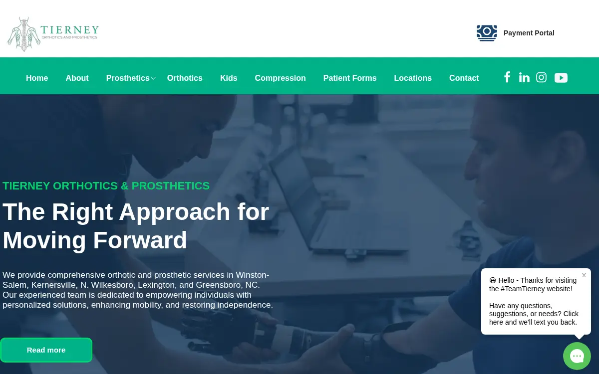Homepage of Tierney Orthotics and Prosthetics INC