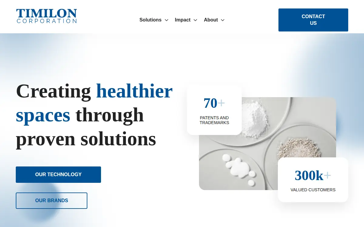 Homepage of Timilon Corporation