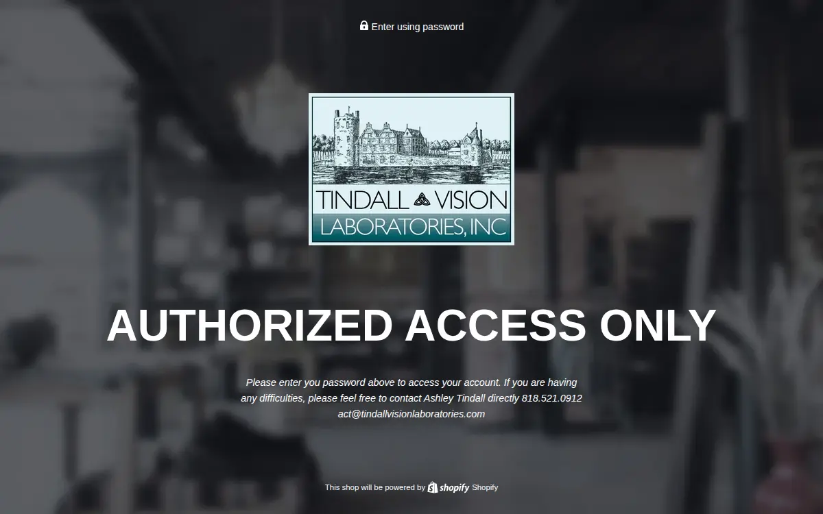 Homepage of Tindall Vision Laboratories, INC