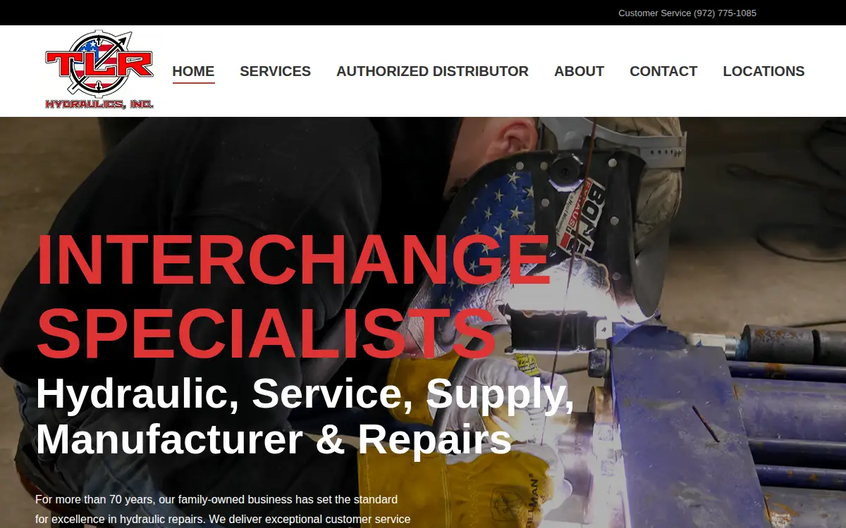 Homepage of Tlr & Son Hydraulics, INC.