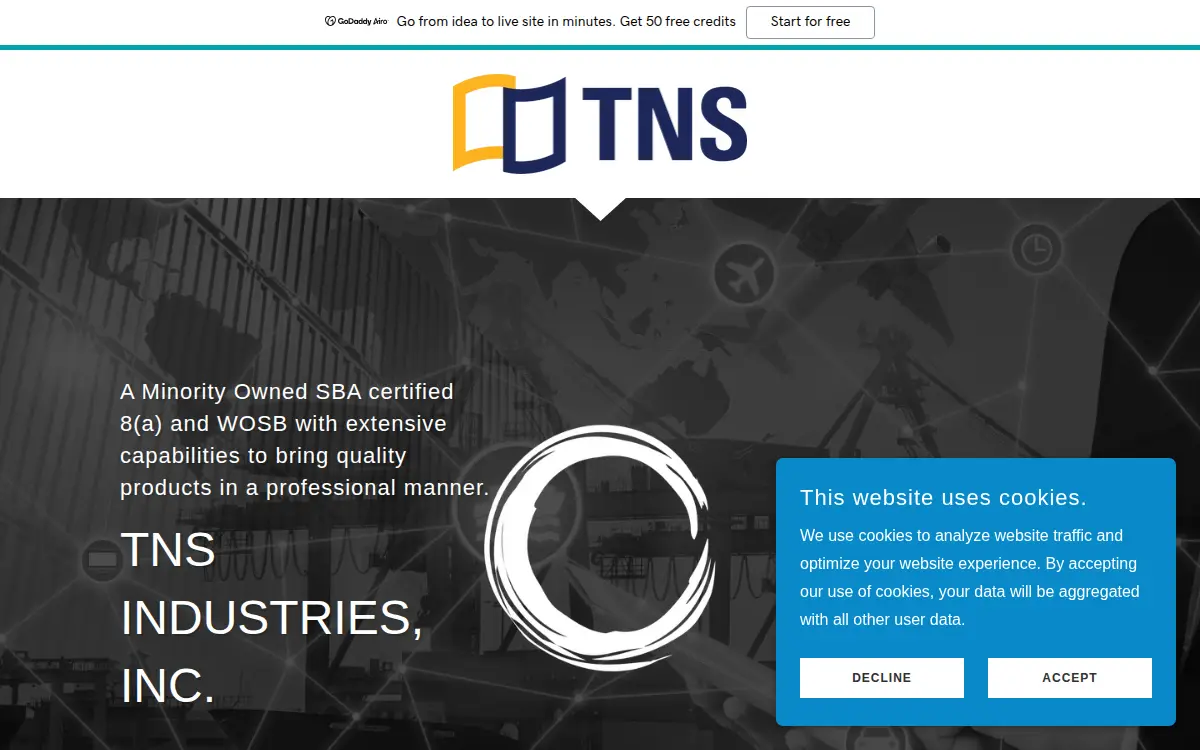 Homepage of Tns Industries, INC.