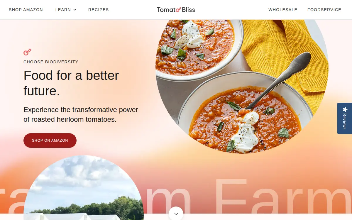 Homepage of Tomato Bliss LLC