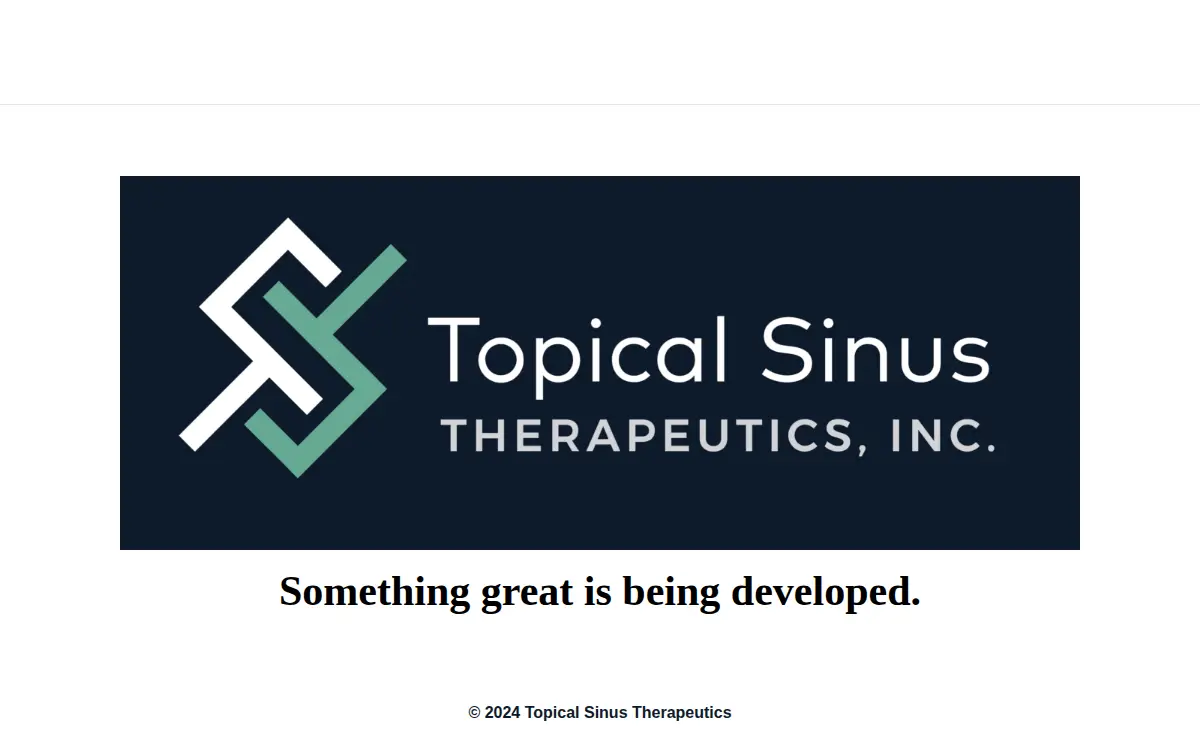 Homepage of Topical Sinus Therapeutics INC