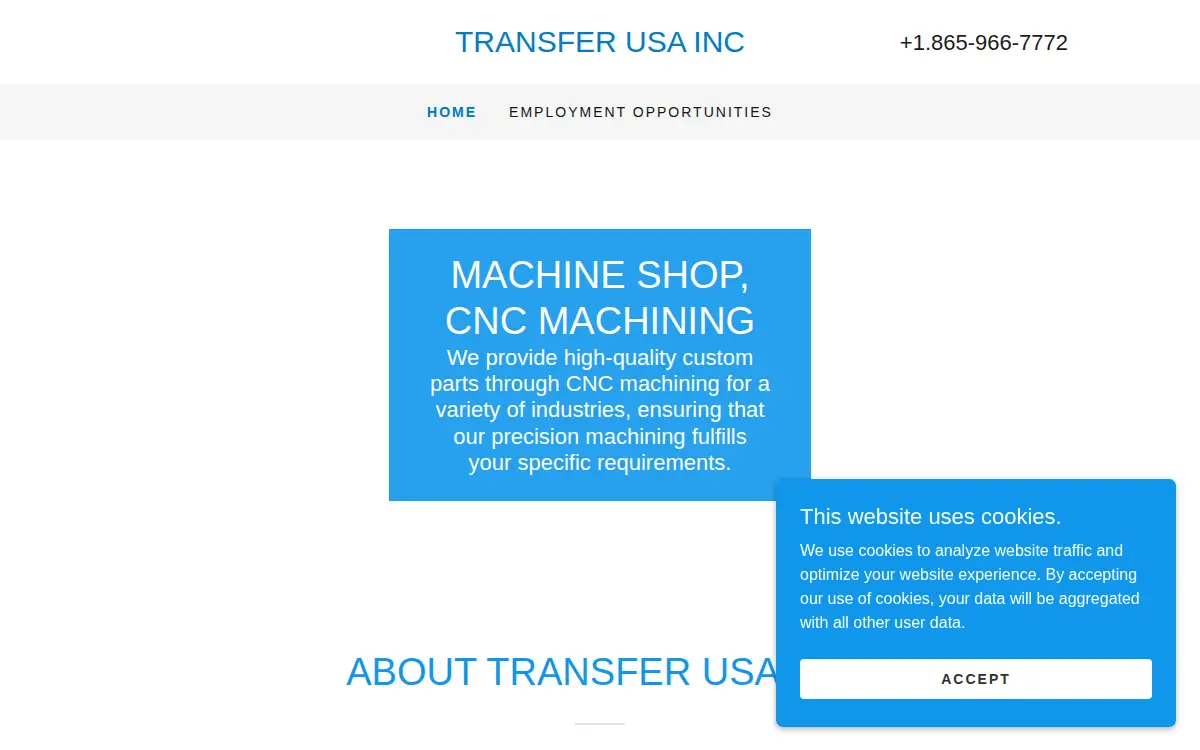 Homepage of Transfer Usa, INC.
