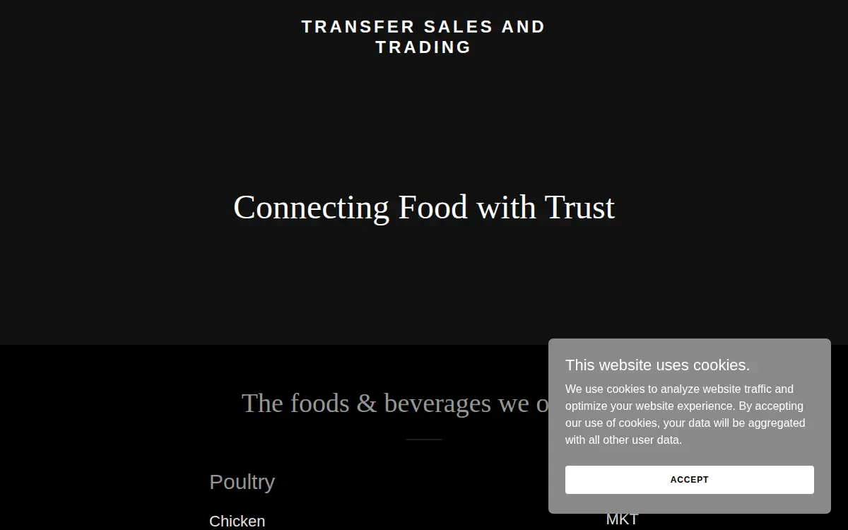 Homepage of Transfer Sales & Trading, LLC