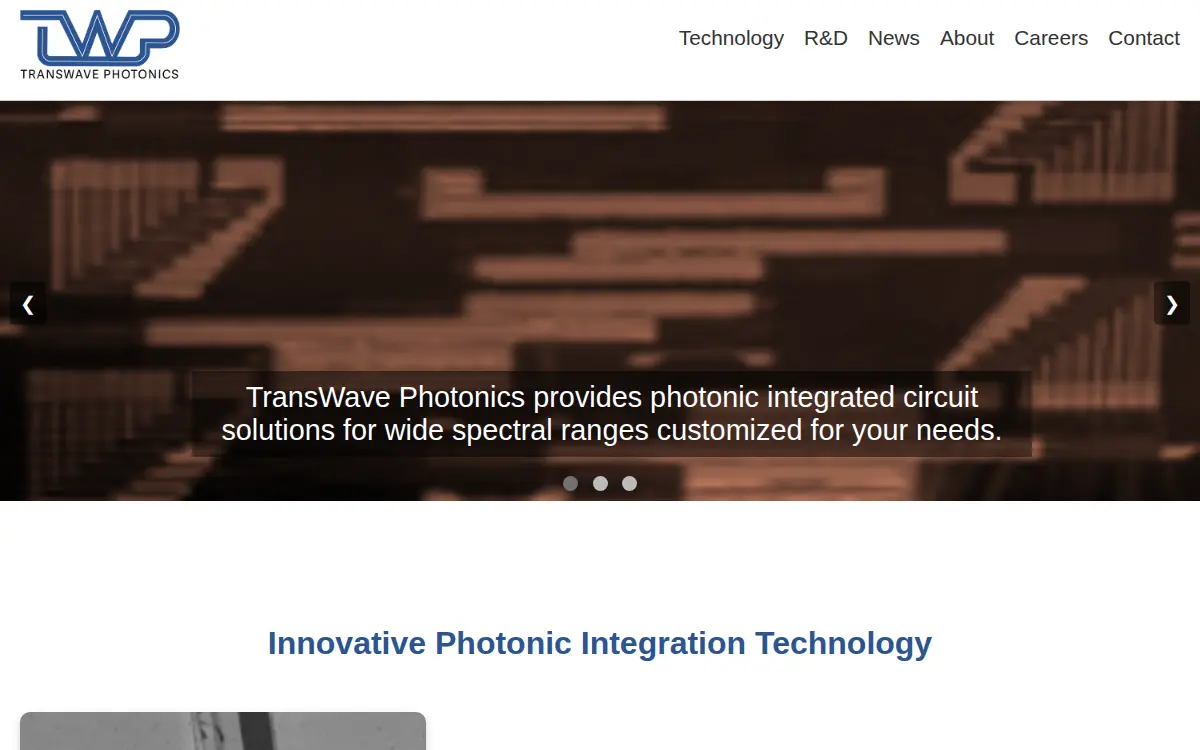 Homepage of Transwave Photonics, LLC