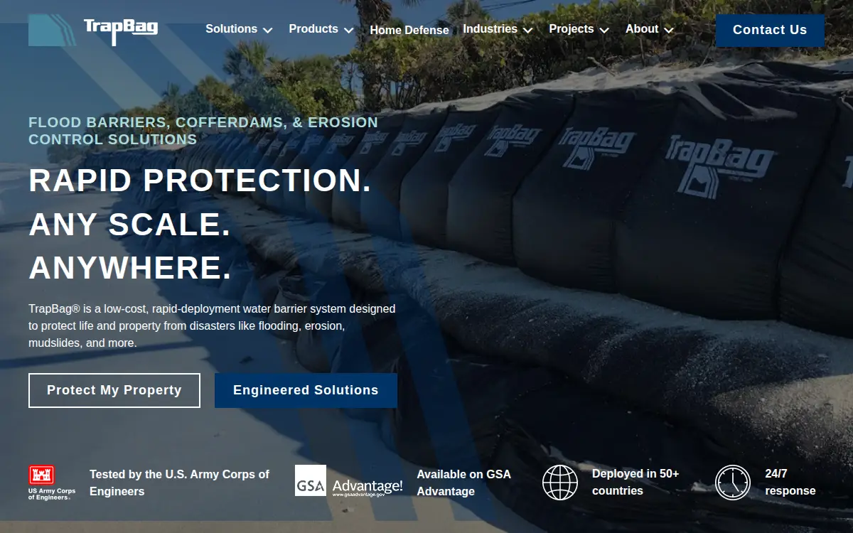 Homepage of Best Flood Barriers, LLC