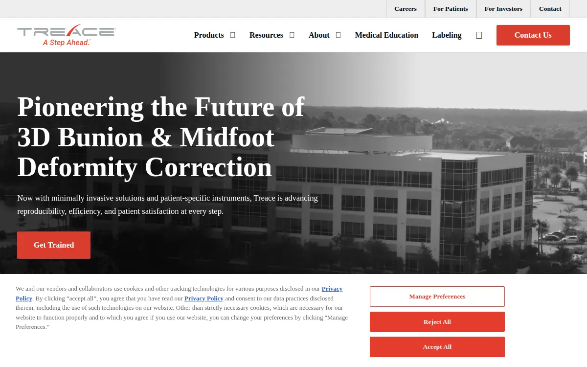 Homepage of Treace Medical Concepts, INC.