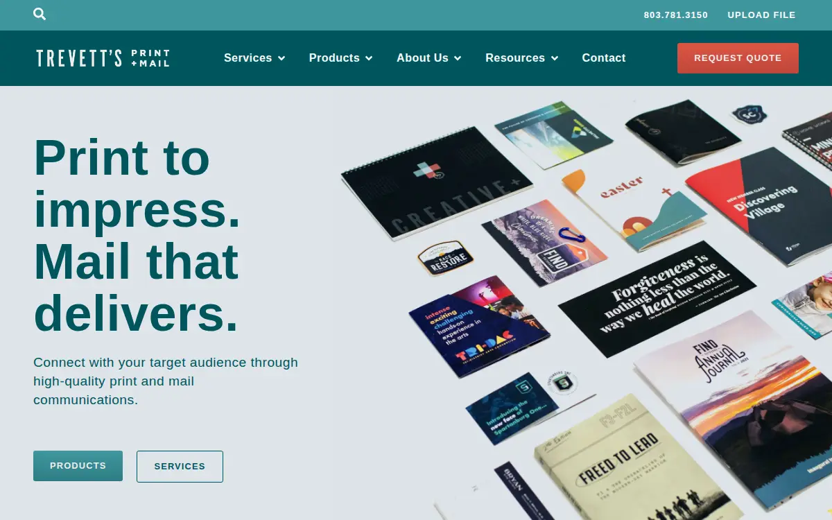 Homepage of Trevetts Print and Mail LLC