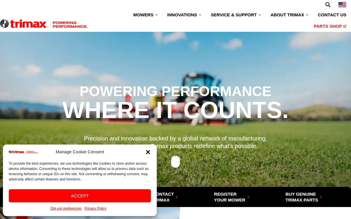 Homepage of Trimax Mowing Systems INC