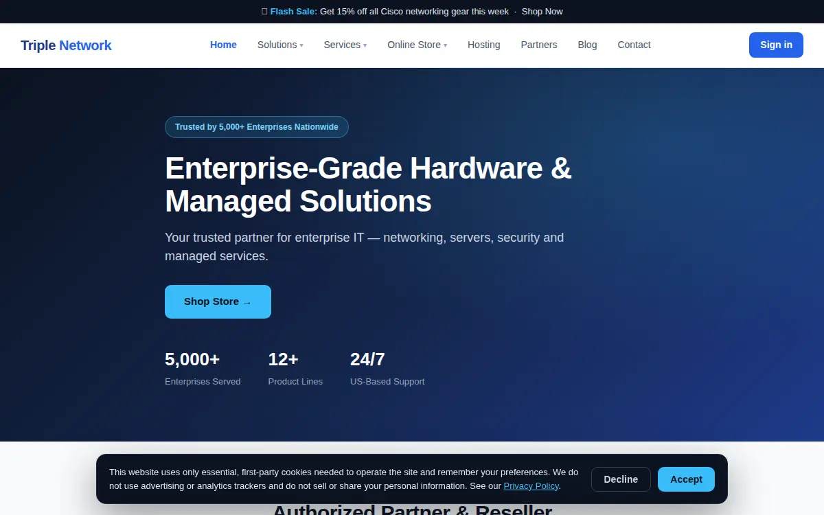Homepage of Triple Network, INC