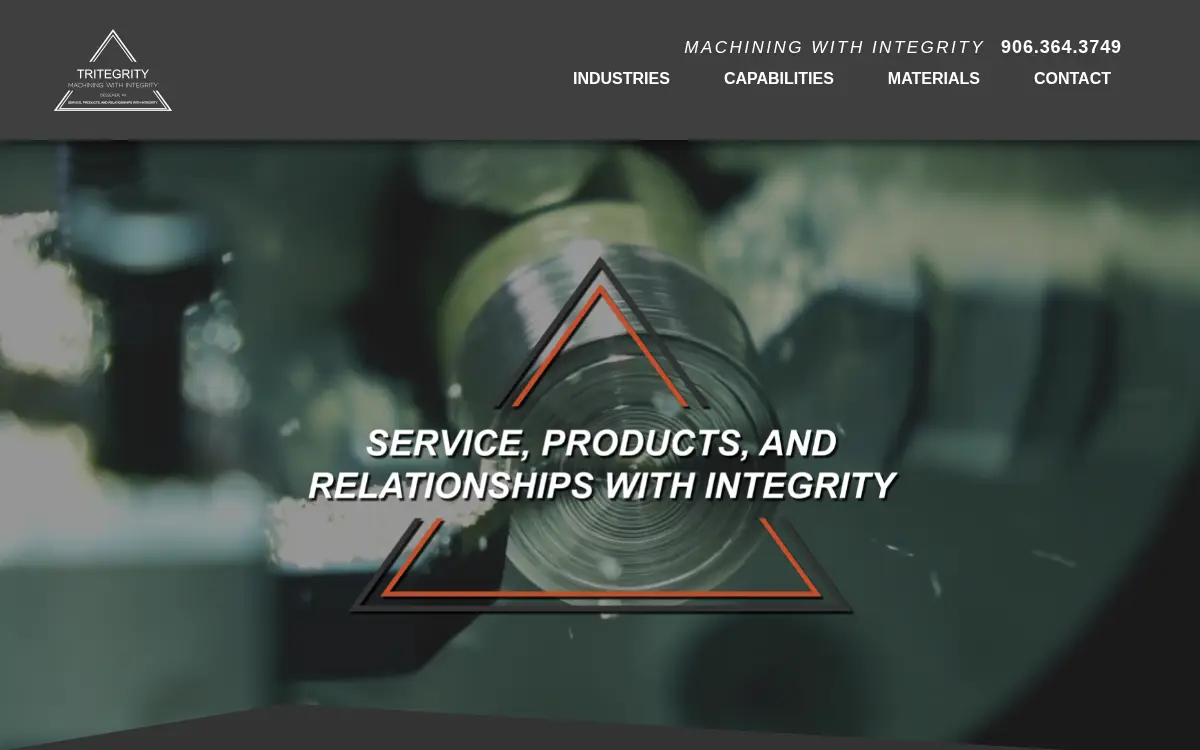 Homepage of Tritegrity Machine, LLC