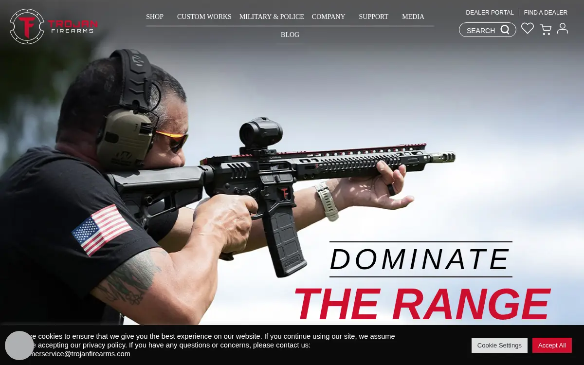 Homepage of Trojan Firearms, LLC