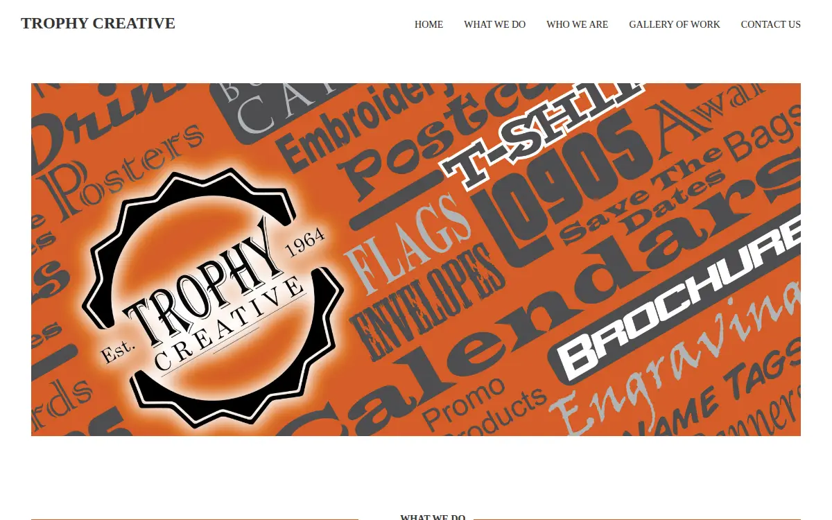 Homepage of Trophy Creative LLC