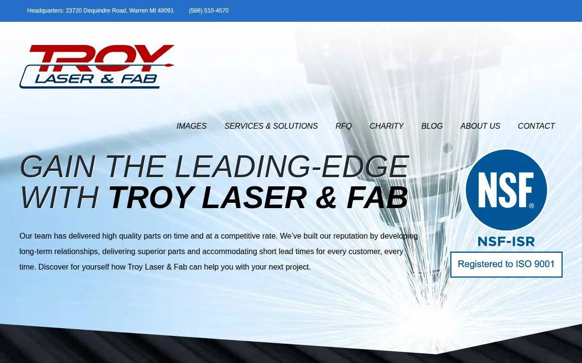 Homepage of Troy Laser & Fab LLC