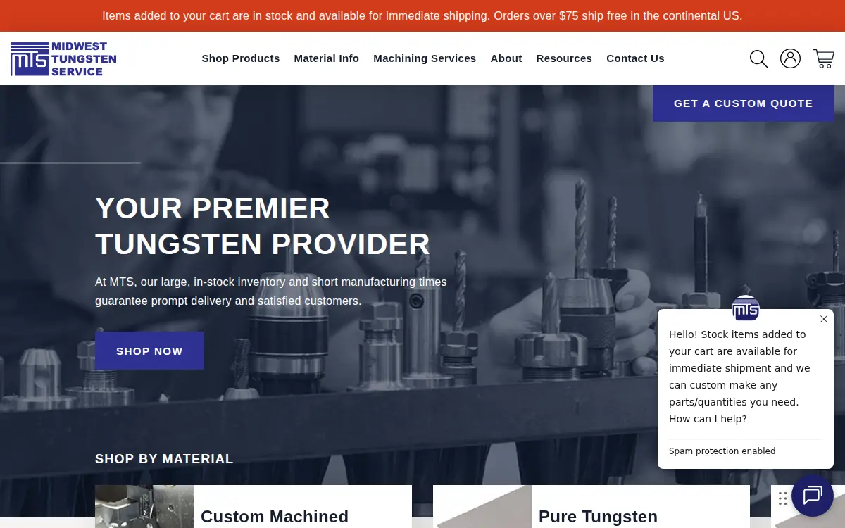 Homepage of Midwest Tungsten Service, INC.