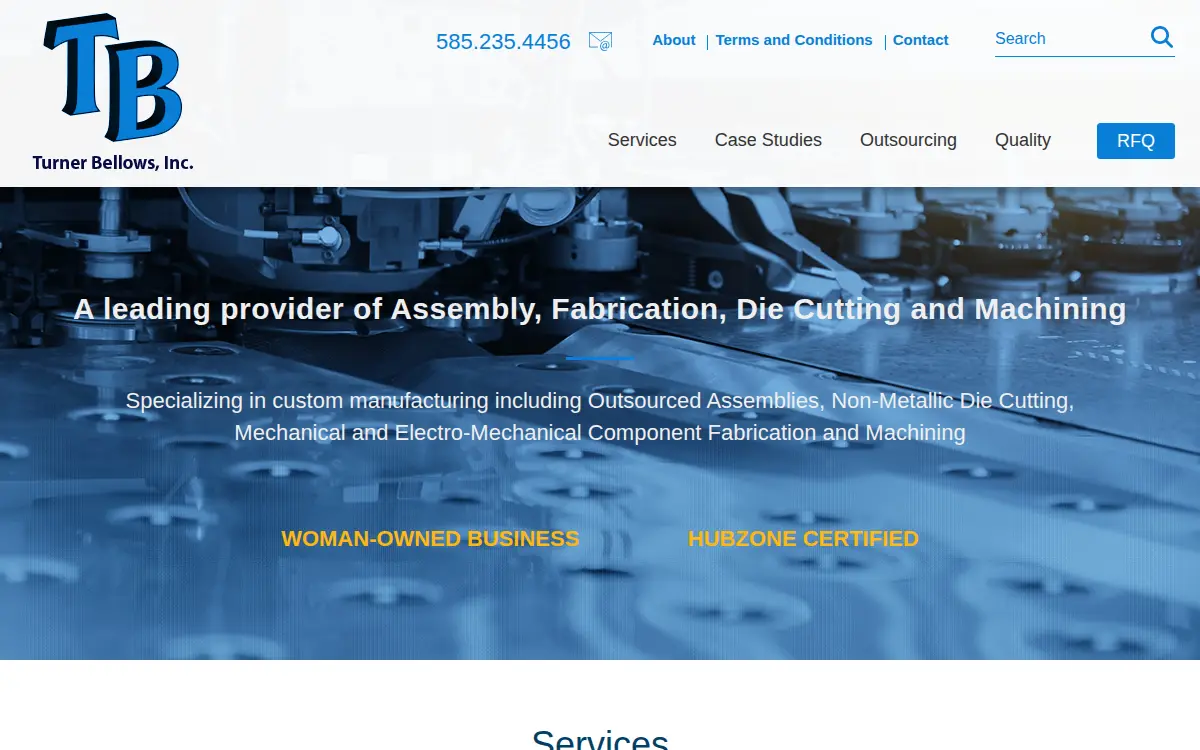 Homepage of Turner Bellows INC.