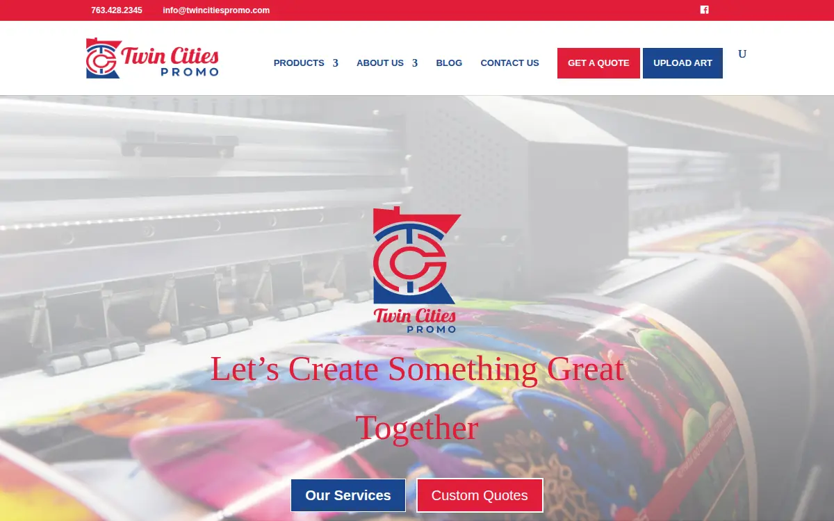 Homepage of Twin Cities Promotional LLC