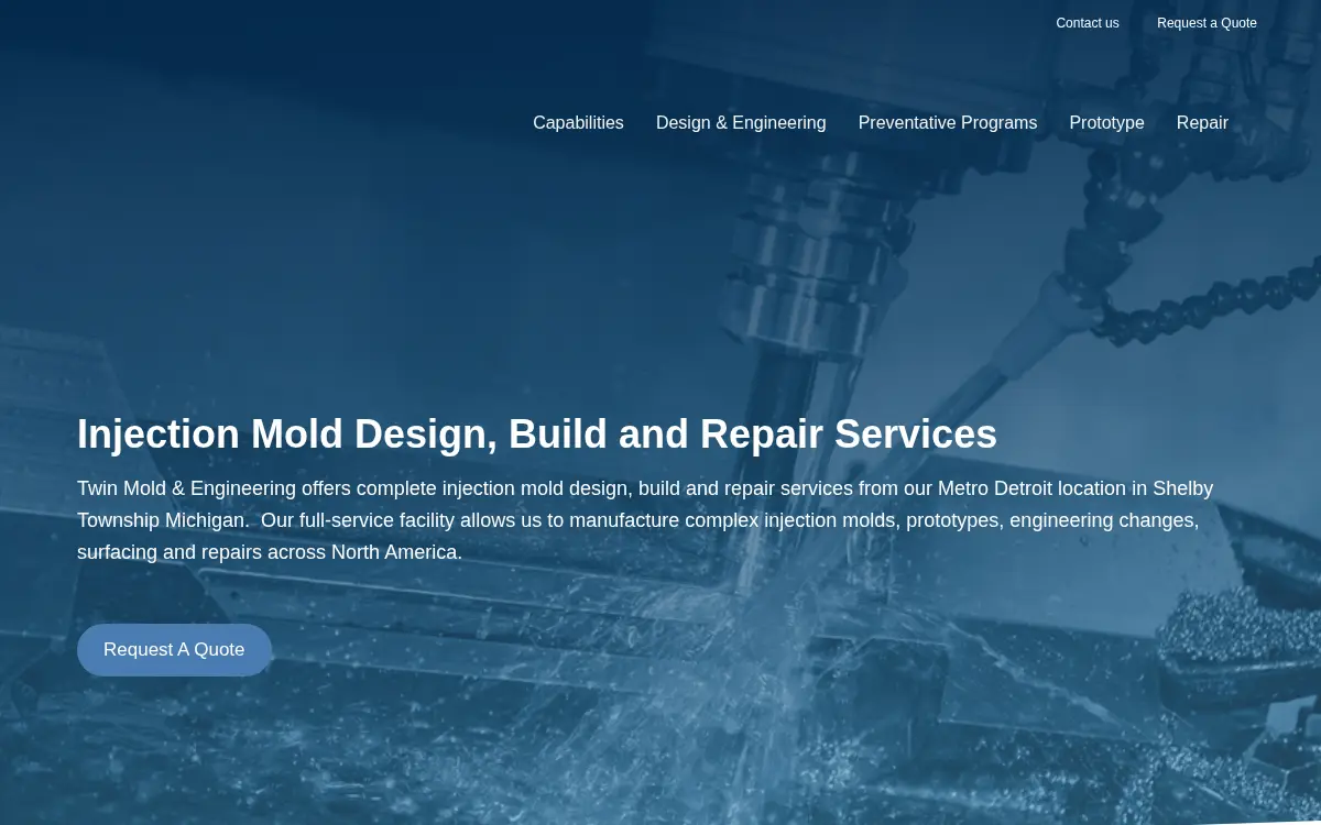 Homepage of Twin Mold and Engineering, LLC
