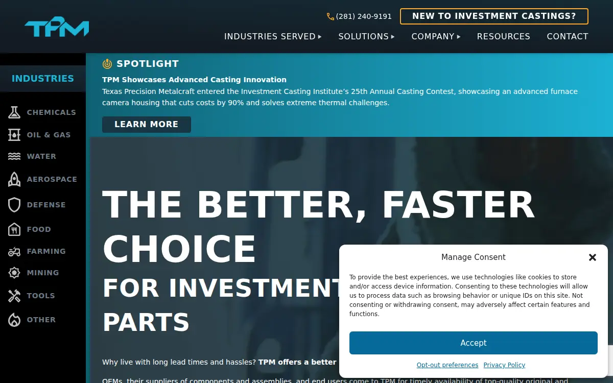 Homepage of Tpm Acquisition Holdings LLC