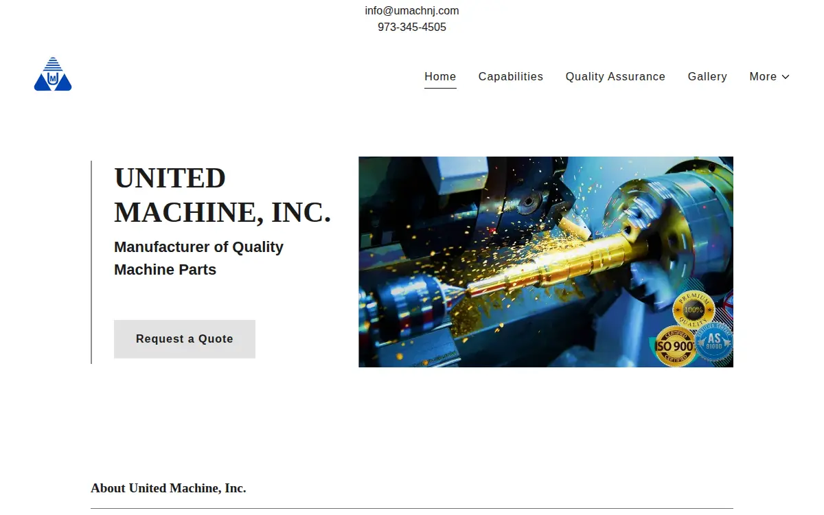 Homepage of United Machine, INC.