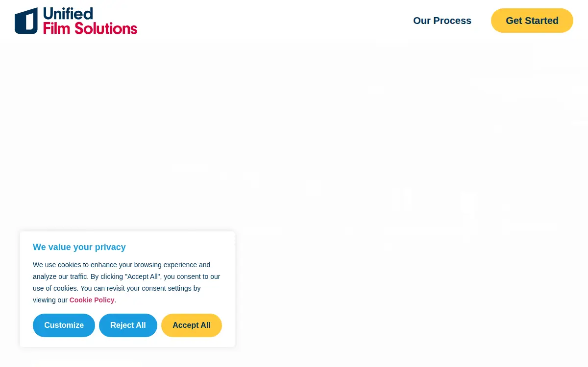 Homepage of Unified Film Solutions