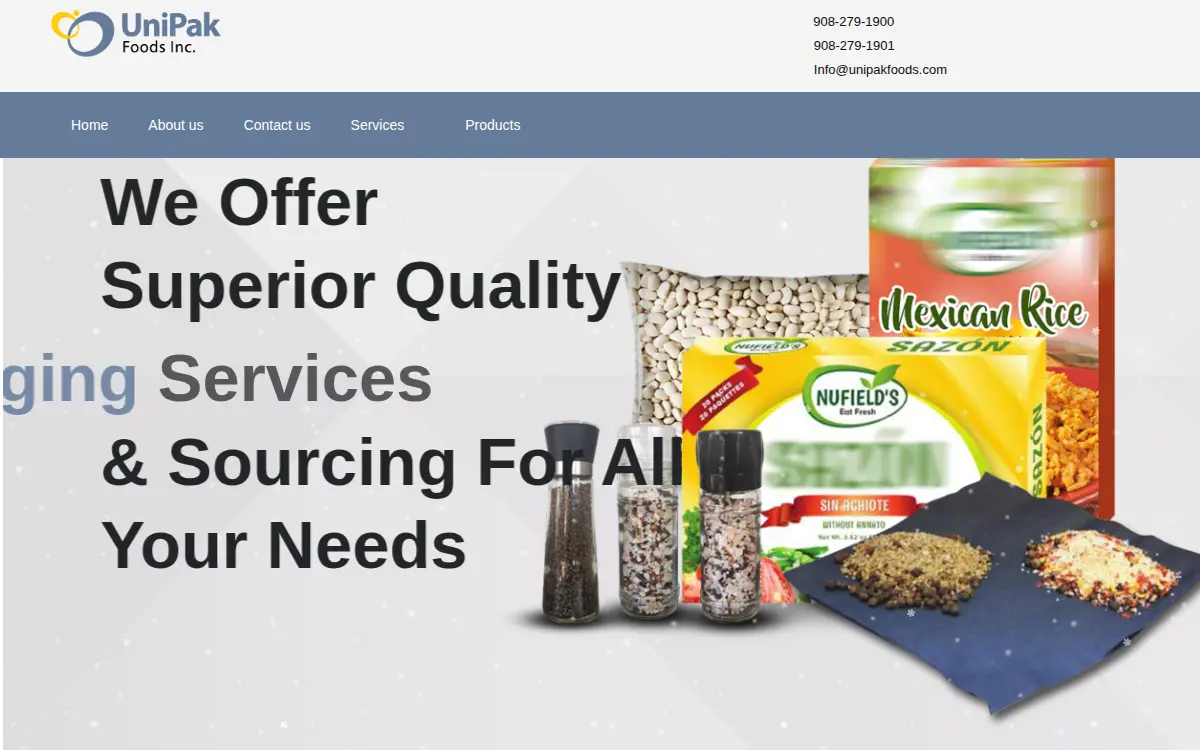 Homepage of Unipak Foods INC