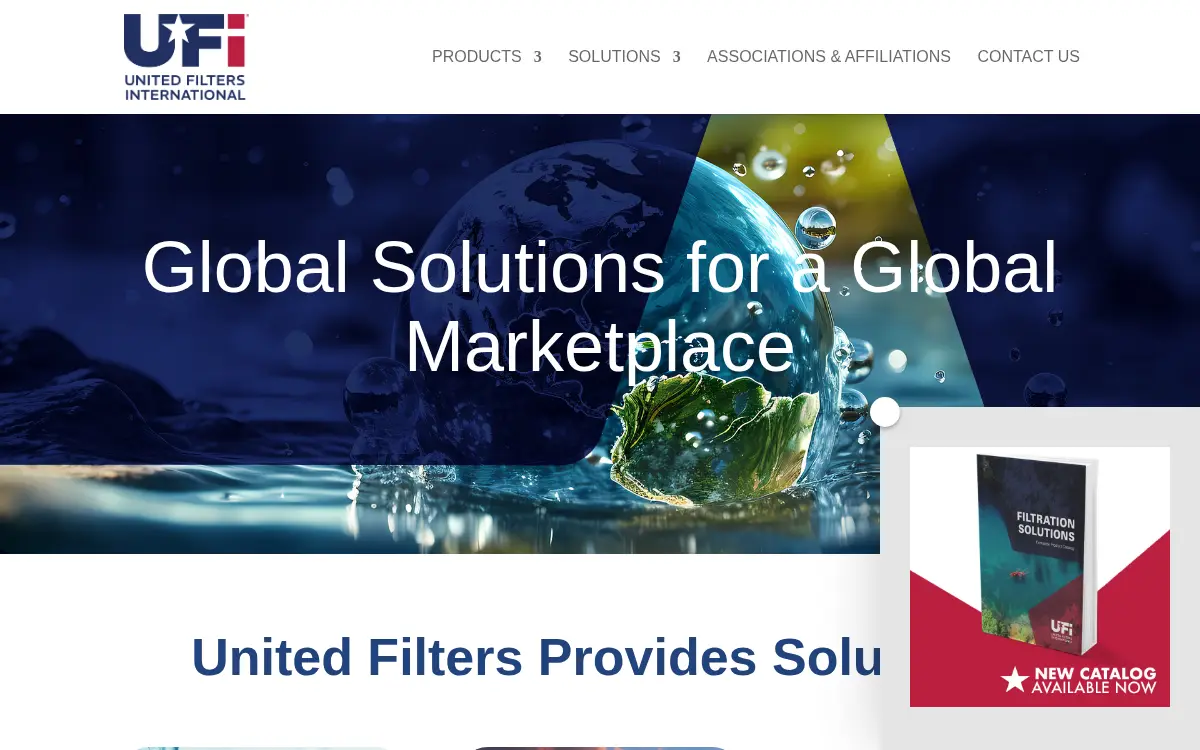 Homepage of United Filters International, LLC