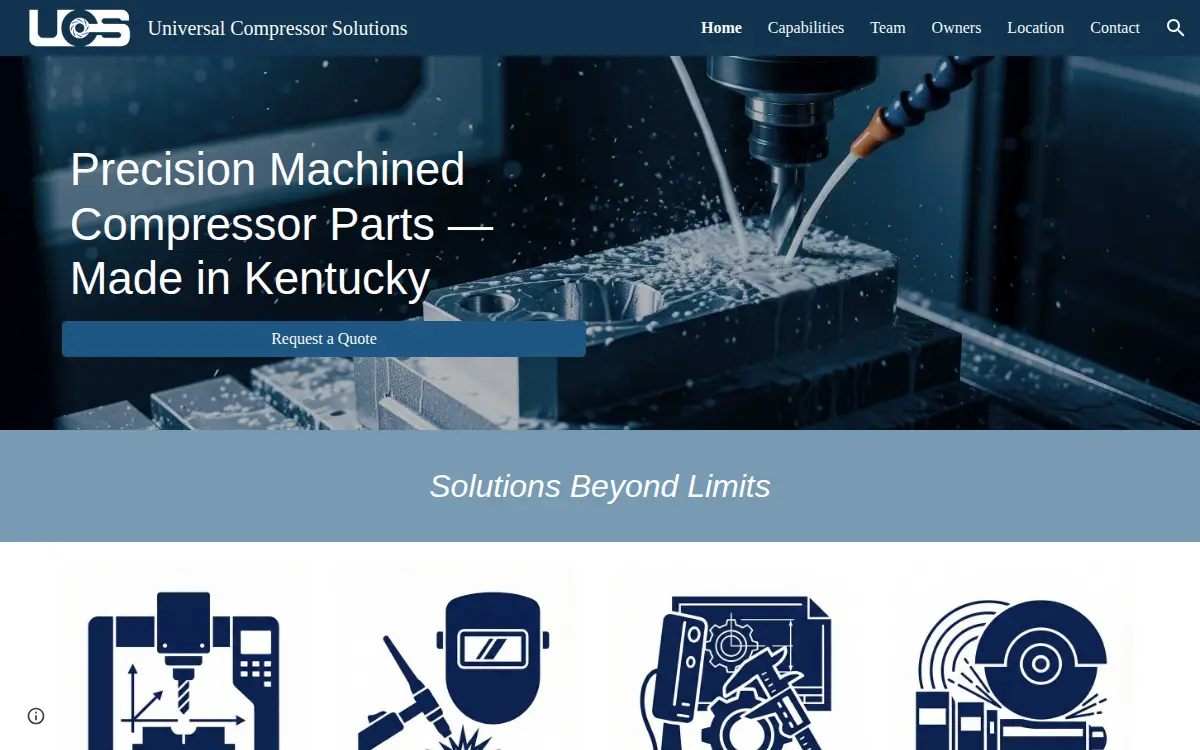 Homepage of Universal Compressor Solutions, LLC