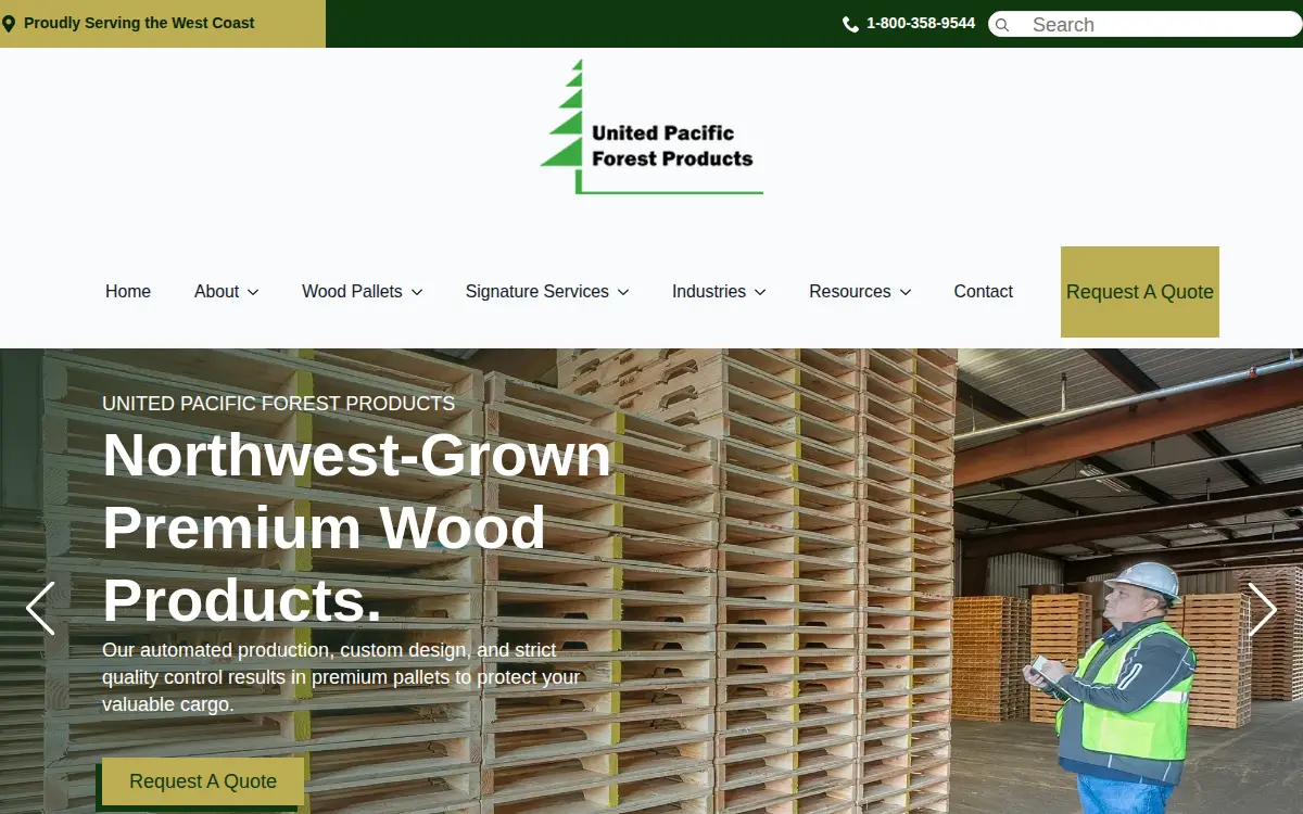 Homepage of United Pacific Forest Products, INC.