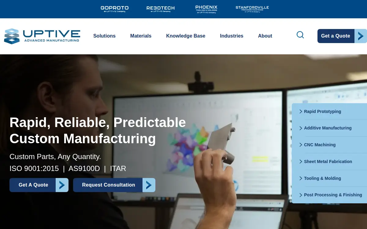 Homepage of Uptive LLC