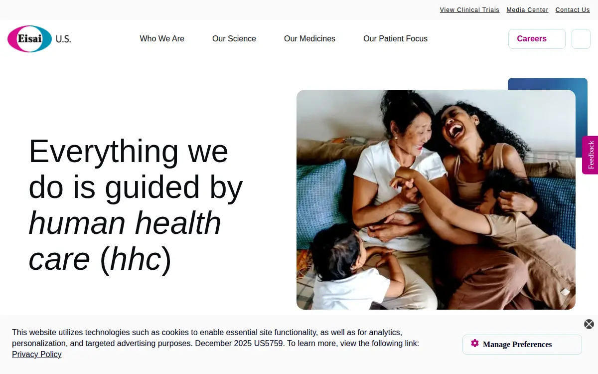 Homepage of Eisai INC.