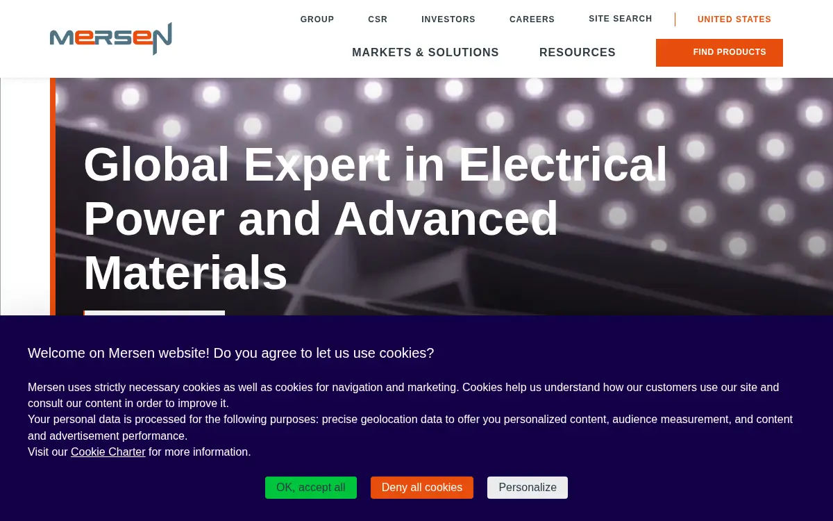 Homepage of Mersen USA Ep CORP.