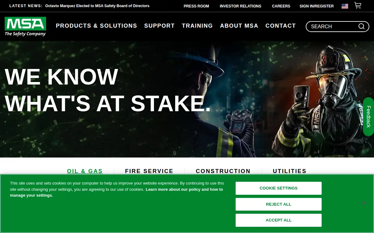Homepage of Msa Safety Sales, LLC